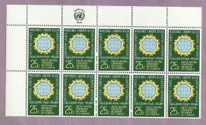 United Nations New York Block of 10 Mint Stamps / Scott 277