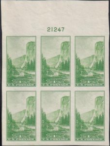 US 756 1¢ Yosemite Farley Mint Positions No Gum VF Plate Block