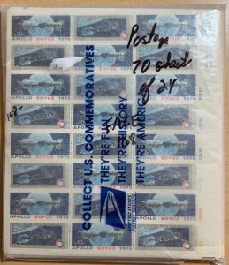 Apollo/Soyuz Issue - 70 Sheets - FACE VALUE $168.00 * Stuart Katz