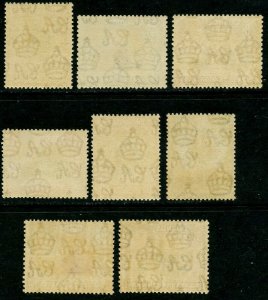 KUT Sc#66a, 67, 69, 72b, 74c, 76b, 79a, 80 1938 Perf Varieties Mint NH