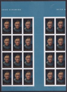 US 5821 Ruth Bader Ginsburg F vert gutter block 20 B MNH 2023