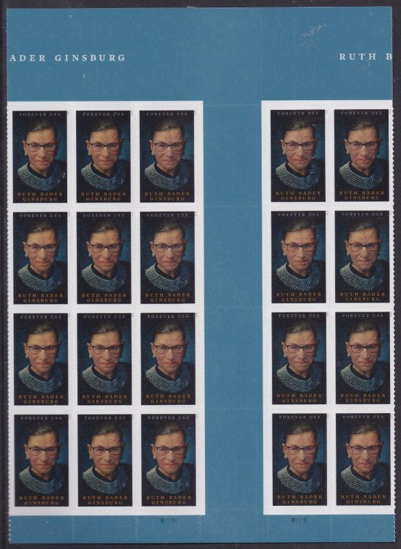 US 5821 Ruth Bader Ginsburg F vert gutter block 20 B MNH 2023