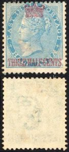 Straits Settlements SG1 1 1/2c on 1a Blue Manuscript Cancel