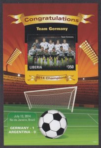Liberia # 2981, Germany World Cup Football Champions, NH, 1/2 Cat.