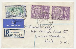 Registered cover / Label Southern Rhodesia 