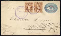 Guatemala 1896 6 cent postal stat cover to Germany bearin...