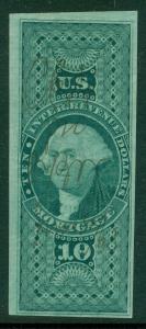 USA : 1862. Scott #R95a Used. Imperf. Choice Very Fine stamp with nice color.