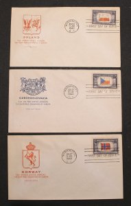 #909-21 OVERRUN COUNTRIES FDCs OF SINGLE STAMP-SET OF FARNUM CACHETS-UNADDRESSED