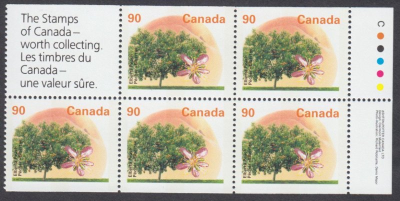 Canada - #1374c Elberta Peach Tree,Booklet Pane, AP, Perf. 14.4x13.8 - MNH