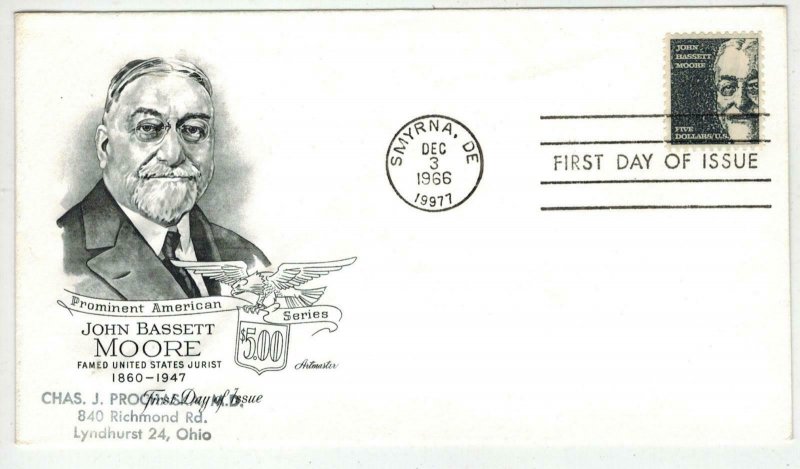 JOHN BASSETT MOORE $5 High Value FDC 1st American Judge On The World Court!