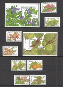 OZ0274 1990 DOMINICA FLORA FLOWERS FRUITS #1132-39 1SET+2BL MNH