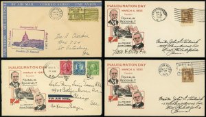 Franklin D Roosevelt Inauguration Day 1933 Cover Collection Postage Airmail USA
