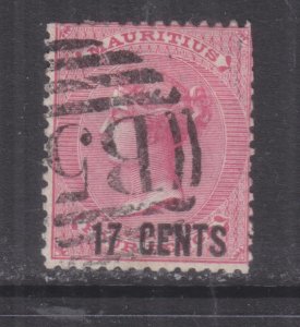 MAURITIUS, 1878 QV, 17c. on 4d. Rose, used.