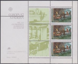 PORTUGAL / MADEIRA Sc # 81a MNH CPL SHEET of 3 EUROPA 1991 SUGAR MILLS 15th C.