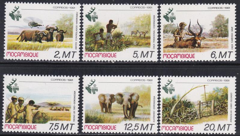 Mozambique # 745-750, World Hunting Exhibition, NH, 1/2 Cat.