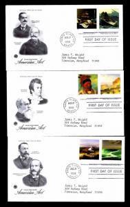 1998 U.S. 4 CENTURIES OF AMERICAN ART FDC - LOT OF 10 - VF - CV$12.50 (ESP#4393)