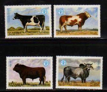 Zambia MNH sc# 418-21 Cows 10CV $3.70