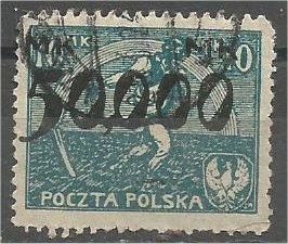 POLAND, 1923, used 50000m on 10m,Block Surcharged Scott 197