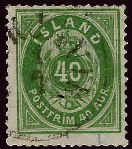 Iceland SCV#14 Facit 16 Green Used F-VF SCV$250.00....Worth a Close Look!!