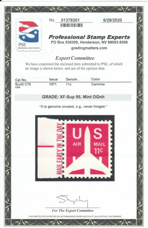 MOstamps - US #C78 Mint OG NH Grade 95 with PSE Cert - Lot # MO-2565 SMQ $27