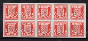 Guernsey 1941 1d Occupation MNH block of 10 SG2 WS36314