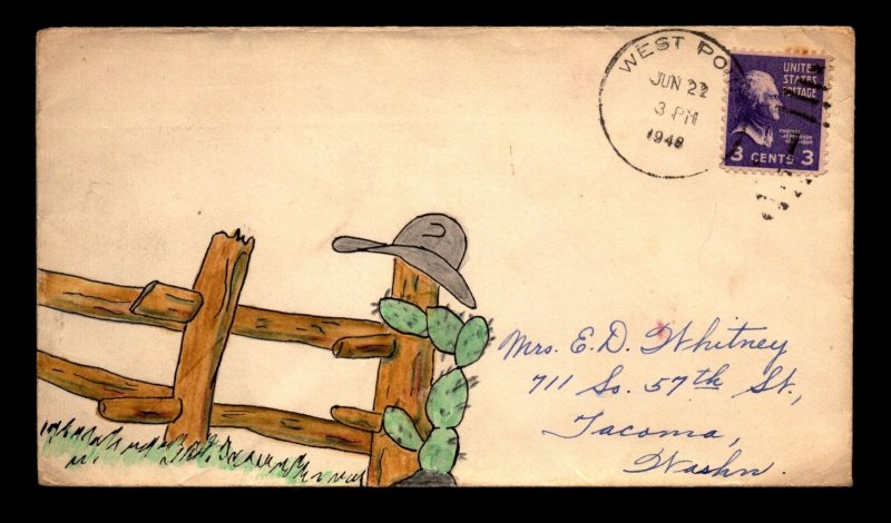 1948 ACE #293 Ruth Hand Painted Cover - Cactus and Fence - L33210 