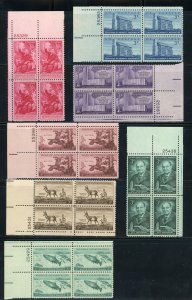 US Stamp #1073-1085 - Lot of 1956 Issues - Plate Blocks of 4 - MNH (Sovnr Sheet)