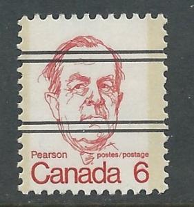 Canada # 591  Prime Ministers - 6c PRE-CANCEL (1) Mint NH