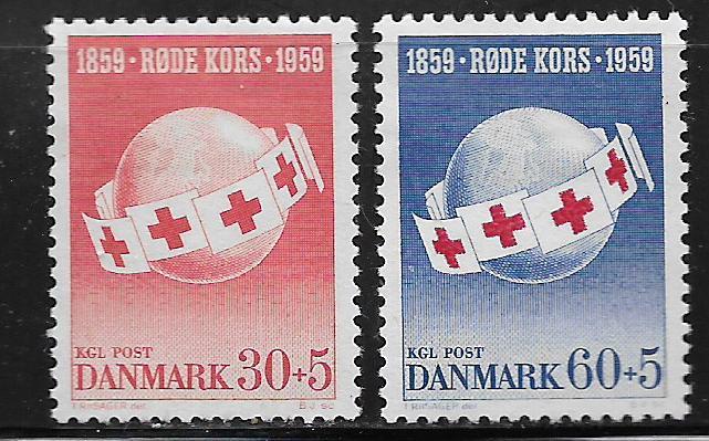 DENMARK, B26-B27, MINT HINGED, RED CROSS FLAGS