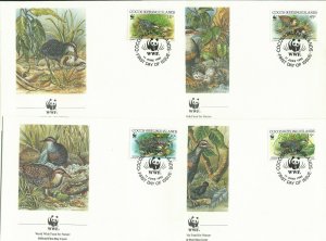 1992 COCOS (KEELING) ISLAND - SG:265/8 - BANDED RAIL WORLD WILDLIFE FUND 4 x FDC