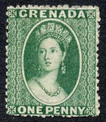 Grenada SG4 1d Green Wmk Small Star Rough perf 14 to 16 M/M Cat 110 pounds 