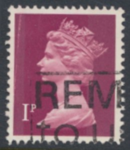 GB 1p Machin  SG X844 Used phosphor shift  SC# MH23  see scans