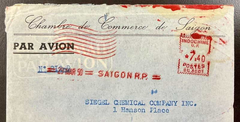 Metered  1950 Saigon, Indochina to Brooklyn, NY Cover