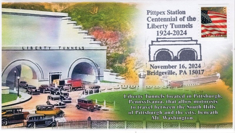 24-304, 2024, PITTPEX, Event Cover, Pictorial Postmark, Liberty Tunnels, Bridgev