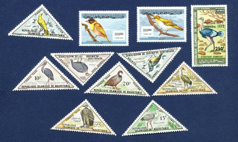 MAURITANIA  -  - FVF MNH - BIRDS, triangles  - 1963-1972