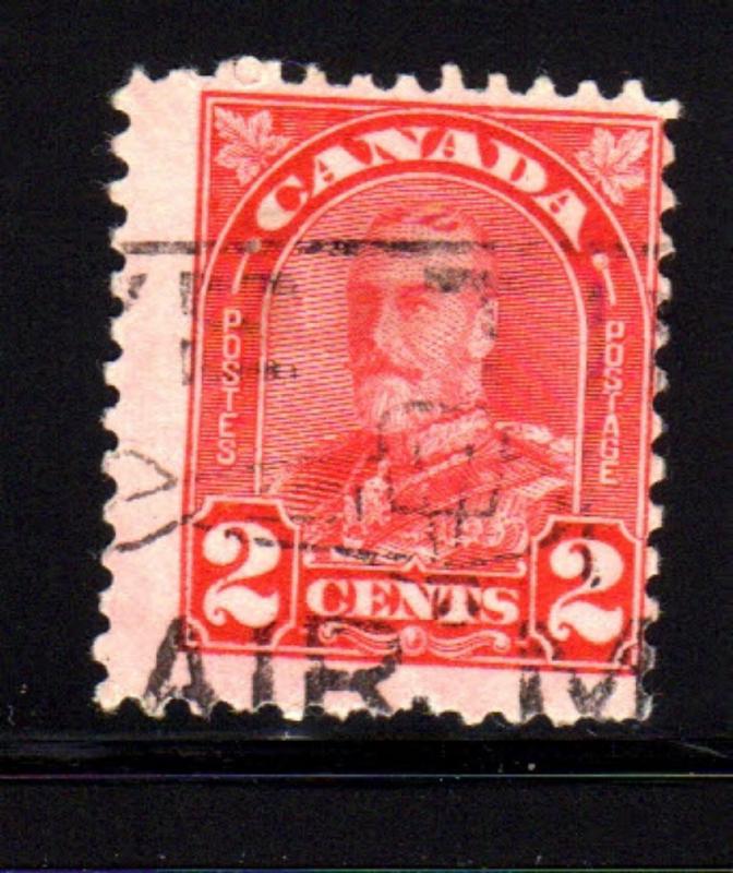 CANADA #165  2  CENT KING GEORGE V  ARCH/LEAF ISSUE  USED   a