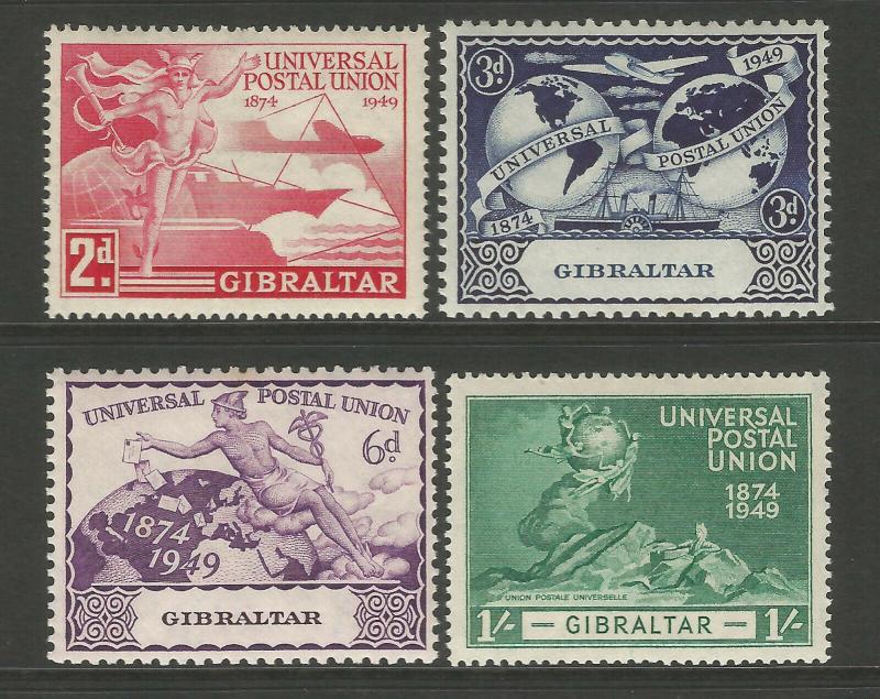 Gibraltar 1949 UPU 75th Anniversary Commemorative Set Mounted Mint 