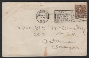 Flag 35-3 Fredericton, NB (MAR 12 1917) ties 2+1c War Tax on cover to USA. $25