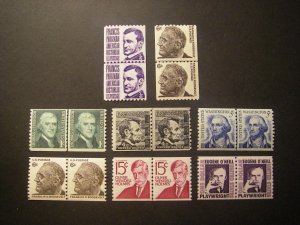 Scott 1297//1305C, Prominent Americans Line Pair collection of 8, MNH Beauties