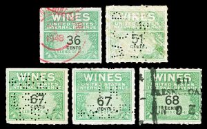 Scott RE135//RE193 1942-1951 36c-68c Wine Revenues Used F-VF Cat $10.85