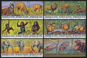 GUINEA Sc 752-57 VF/USED - 1978 Endangered Animals, In Strips of 3