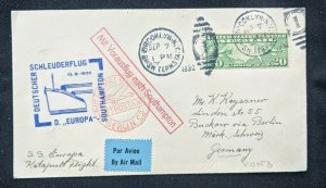 1932 Brooklyn New York Catapult Air Mail Cover to Berlin Germany SS Europa