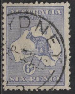 Australia 8 (used) 6p kangaroo & map, ultra, Type II (1913)