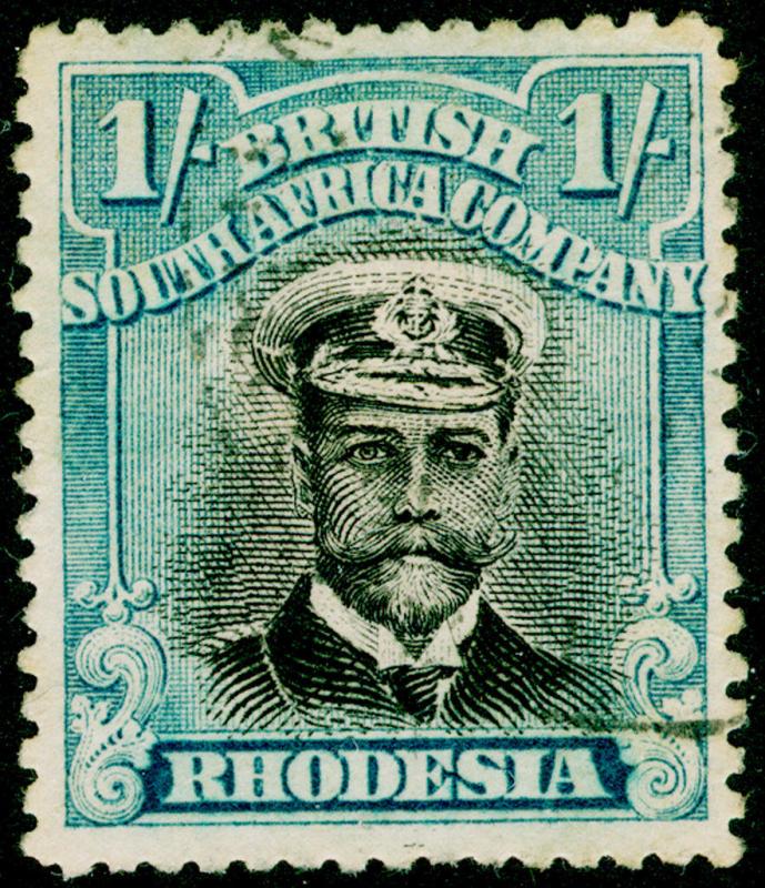 RHODESIA SG248, 1s black & greenish blue, FINE USED. Cat £23. PERF 14. DIE II.