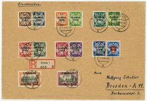Danzig #241-254 German Administration Registered Cover Overprint Postage 1940