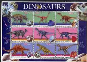 Somalia 2003 Dinosaurs & Minerals perf sheetlet conta...