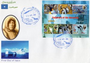 Somalia 2004 Explorers Antarctic- Penguins Sheetlet (6) Perforated Official FDC