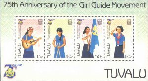 Tuvalu #328-331a, Complete Set(5), 1985, Scouts, Never Hinged