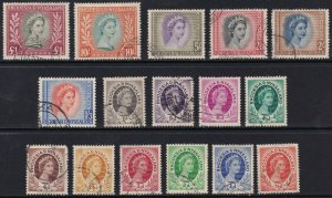 Sc# 141 / 155 Rhodesia & Nyasaland 1954-56 QE Queen Elizabeth used set CV $55.30