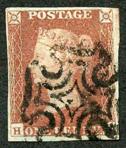 1841 Penny Red Maltese Cross Cancel Fine Four Margins 